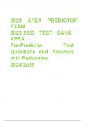 2023 APEA PREDICTOR EXAM  TEST BANK / APEA Pre-Predictor Test Questions and Answers with Rationales     2024/2025 