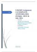 Exam (elaborations) LSK2601 Assignment 2 (COMPLETE ANSWERS) 2024 (533684) - DUE 26 July 2024 •	Course •	Social and Personal Development Foundation Phase (LSK2601) •	Institution •	University Of South Africa (Unisa) •	Book •	Social and Personality Developme