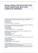 SOCIAL MEDIA CERTIFICATION TEST STUDY QUESTIONS WITH 100% COMPLETE ANSWERS!!