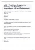 A&P 1 Final Exam, Straighterline Anatomy and Physiology  A& P 1 Chamberlain College Of Nursing - Question and answers 100% correct 2024 