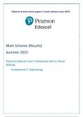 Edexcel A level music paper 3 mark scheme June 2023 ,2024