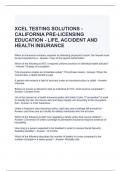 XCEL TESTING SOLUTIONS - CALIFORNIA PRE-LICENSING EDUCATION - LIFE, ACCIDENT AND HEALTH INSURANCE EXAM 2024