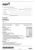 2023 AQA A LEVEL PHYSICS PAPER 1 INSERT, QUESTION PAPER AND MARK SCHEME 74081 BUNDLE