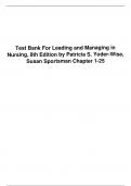 Test Bank For Leading and Managing in Nursing, 8th Edition by Patricia S. Yoder-Wise, Susan Sportsman Chapter 1-25