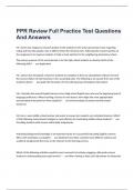 PPR Review Full Practice Test Questions And Answers