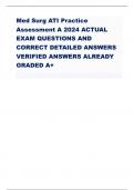 Med Surg ATI Practice  Assessment A2024 ACTUAL  EXAMQUESTIONS AND  CORRECT DETAILED ANSWERS  VERIFIED ANSWERSALREADY  GRADED A+