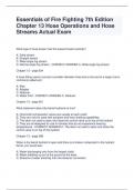 What type of hose stream has the lowest forward velocity? A. Solid stream B. Straight stream C. Wide-angle fog stream D. Narrow-angle fog stream - CORRECT ANSWER-C. Wide-angle fog stream Chapter 13 - page 624 A hose fitting used to connect a smaller-diame