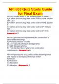 API 653 Quiz Study Guide for Final Exam