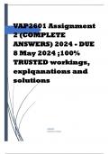 VAP2601 Assignment 2 (COMPLETE ANSWERS) 2024 - DUE 8 May 2024 Course Visual and performing Arts - VAP2601 (VAP2601) Institution University Of South Africa (Unisa) Book Visual Arts