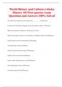 World History and Cultures (Abeka  History 10) First quarter exam Questions and Answers 100% Solved