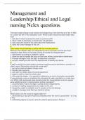 Management and Leadership/Ethical Exam Inventory Interrogatives and Responses (Up-to-Date Edition