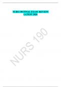 NURS 190 FINAL EXAM REVIEW LATEST 2024