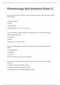 Pharmacology Quiz Questions (Exam 1) questions with correct answers 2024