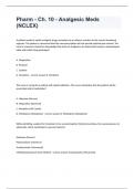 Pharm - Ch. 10 - Analgesic Meds (NCLEX)fully solved 2024