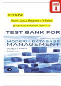 Modern Database Management, 13th Edition TEST BANK by Jeff Hoffer, Ramesh Venkataraman, Verified Chapters 1 - 14, Complete Newest Version 