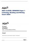 AQA A-LEVEL SPANISH Paper 1 Listening, Reading and Writing Insert 2024 