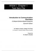 Test Bank For Introduction to Communication Disorders A Lifespan Evidence-Based Perspective, 7th Edition by Robert E. Owens College of St. RoseKimberly A. Farinella Chapter 1-13