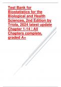 Test Bank for Biostatistics for the Biological and Health Sciences, 2nd Edition by Triola, 2024 latest update Chapter 1-14 All Chapters complete, graded A+.pdf