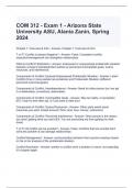 COM 312 - Exam 1 - Arizona State University ASU, Alania Zanin, Spring 2024 Questions and Answers