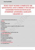 PACKAGE DEAL : HEALTH SCIENCE PRACTICE POST-TEST NCHSE CORRECT DETAILED ANSWERS WITH RATIONALES (VERIFIED ANSWERS) ALREADY GRADED A+