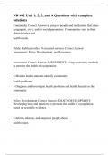 COMMUNITY NR 442 : - Chamberlain College of Nursing NR 442 Unit 1, 2, 3, and 4 Questions with complete solutions