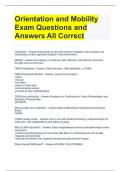 Orientation and Mobility Exam Questions and Answers All Correct 