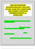 HESI RN ADVANCED  PATHOPHYSIOLOGY 2023-2024  ACTUAL EXAM 550+ QUESTIONS  AND CORRECT DETAILED  ANSWERS/GRADED A+, DOWNLOAD.