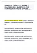 AQA GCSE CHEMISTRY PAPER 2 EXAM 2023-2024 QUESTIONS AND  CORRRECT ANSWERS GRADED A+.