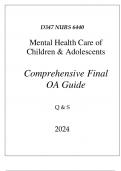 (WGU D347) NURS 6440 MENTAL HEALTH CARE OF CHILDREN & ADOLESCENTS COMPREHENSIVE  EXAM