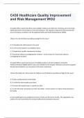 C430 Healthcare Quality Improvement and Risk Management - WGU exam questions and complete correct answers 2024