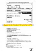 2023 Pearson Edexcel Level 1/Level 2 GCSE (9–1) Combined Science PAPER5 1SC0/2CF Question Paper and Mark Scheme Combined Unveiling Excellence!!