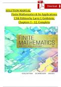 Finite Mathematics and Its Applications, 13 Edition Solution Manual by Larry J. Goldstein, Complete Chapters 1 - 12, Verified Latest Version