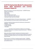 CLR110 Clarity Data Model Fundamentals Exam 2024 Questions and Correct  Answers Rated A+