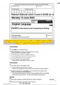 2023 Pearson Edexcel Level 1/Level 2 GCSE (9–1) English Literature 1EN0/02 PAPER 2: Non-fiction and Transactional Writing Question Paper and Mark Scheme Combined Unveiling Excellence!!