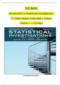 TEST BANK For Introduction to Statistical Investigations, 2nd Edition by Nathan Tintle; Beth L. Chance, Verified Chapters 1 - 11, Complete Newest Version