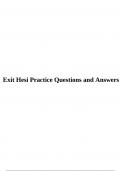 Exit Hesi Practice Questions and Answers. 