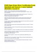 PADI Open Water Diver Certification Exam Questions and Answers & PADI Open Water Diver Final Exam Questions and Answers Latest Updated 2024/2025 | Scored A+