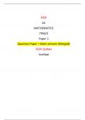 AQA AS MATHMATICS 7356 1 Paper 1 Question Paper Mark scheme Merged 2024 Update Expert Verified