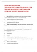 OSHA 30 CONSTRUCTION  TEST/INTRODUCTION TO OSHA LATEST 2024  WITH EXPERT CERTIFIED QUESTIONS AND  ANSWERS I ALREADY GRADED A+ NEW!