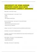 UNIVERSITY OF IOWA HUMAN ANATOMY EXAM 2024 WITH GUARANTEED CORRECT ANSWERS