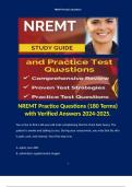 NREMT Practice Questions (180 Terms) with Verified Answers 2024-2025.