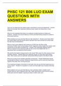 PHSC 121 B06 LUO EXAM QUESTIONS WITH ANSWERS