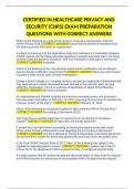 CERTIFIED IN HEALTHCARE PRIVACY AND SECURITY (CHPS) EXAM PREPARATION QUESTIONS WITH CORRECT ANSWERS|100% verified|14 pages