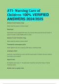 ATI- Nursing Care of Children 100% VERIFIED  ANSWERS 2024/2025 ALREADY PASSED 