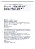 CISSP PRACTICE TESTS Chapter 1▪Security & Risk Management (Domain 1) QUESTIONS WITH CORRECT ANSWERS!!