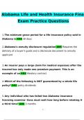 Alabama Life and Health Insurance Final Exam Questions and Answers (2024 / 2025) (Verified Answers)