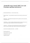 Alcohol Beverage Control (ABC) Laws and Procedures questions and answers     Nontaxpaid Alcoholic Beverage -    ans-Taxes not paid on alcohol.