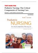 Test Bank Davis Advantage for Pediatric Nursing The Critical Components of Nursing Care Second Edition by Kathryn Rudd 9780803666535 Chapter 1-22 | Complete Guide A+