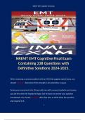 NREMT EMT Cognitive Final Exam Containing 238 Questions with Definitive Solutions 2024-2025.