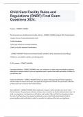 Child Care Facility Rules and Regulations (RNRF) Final Exam Questions 2024.